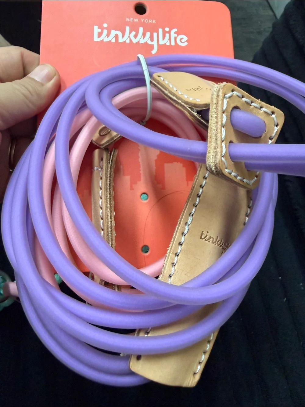 Lavender & Pink Silicone Phone Lanyard with Leather Accents